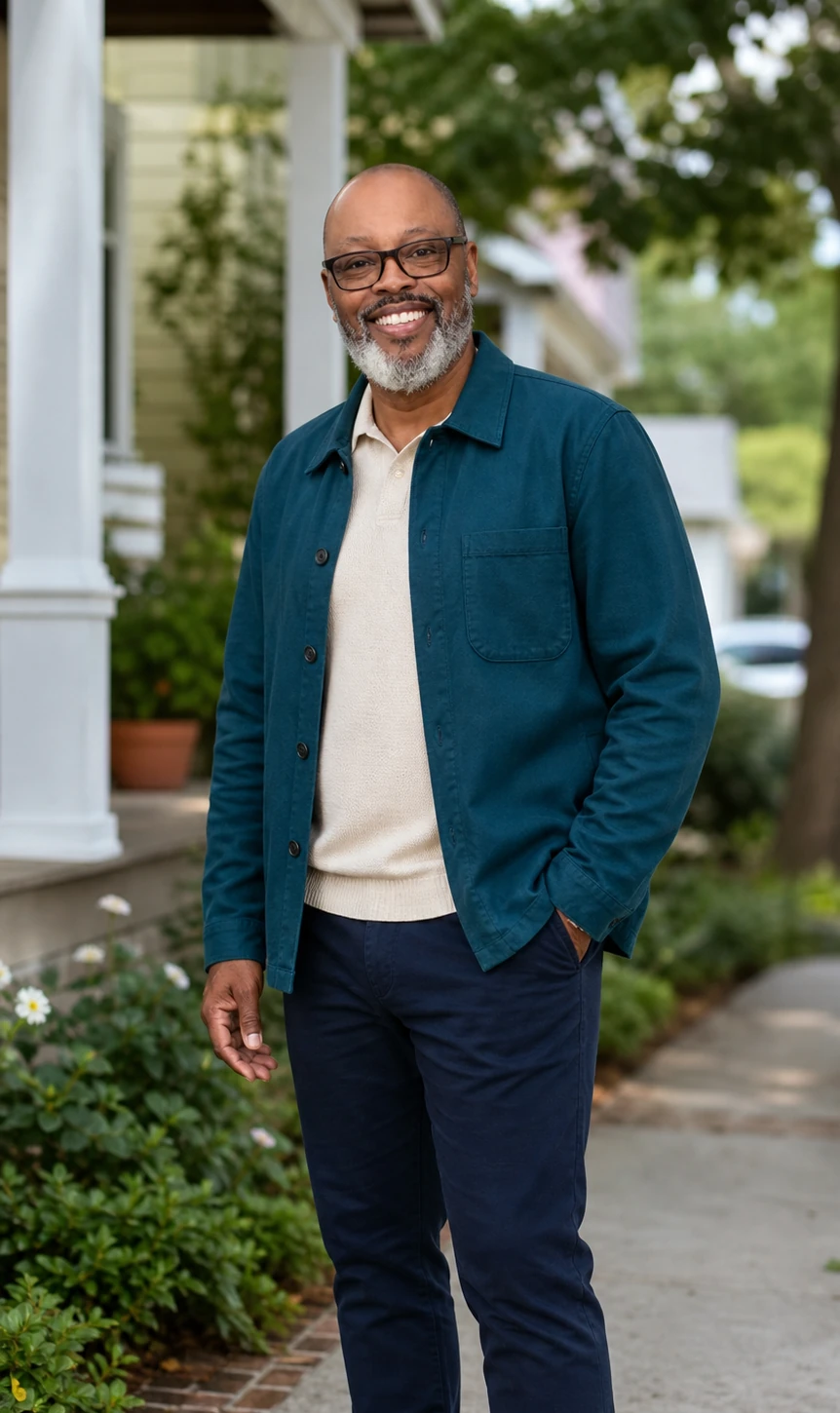 NBHDer founder Zerick Campbell standing outside a home